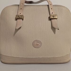 Dooney & Bourke Pebble Leather Satchel Cream Beige Shoulder Bag